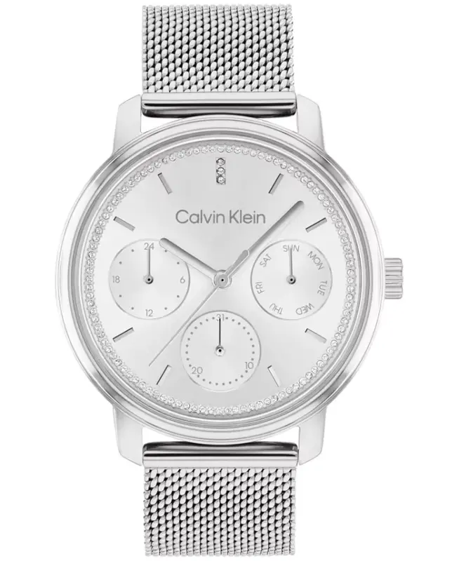 Women's Silver-Tone Stainless Steel Mesh Bracelet Watch 34mm-Stainless Steel - CALVIN KLEIN