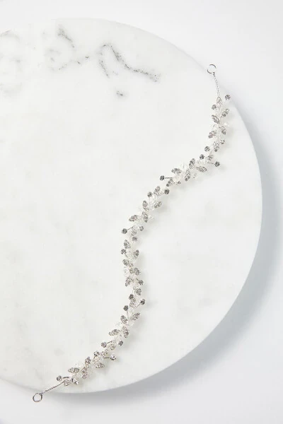 Women's Silver/Clear Leaf Detailed Crystal Thin Bridal Crown GJ-1103-1 - OLEG CASSINI