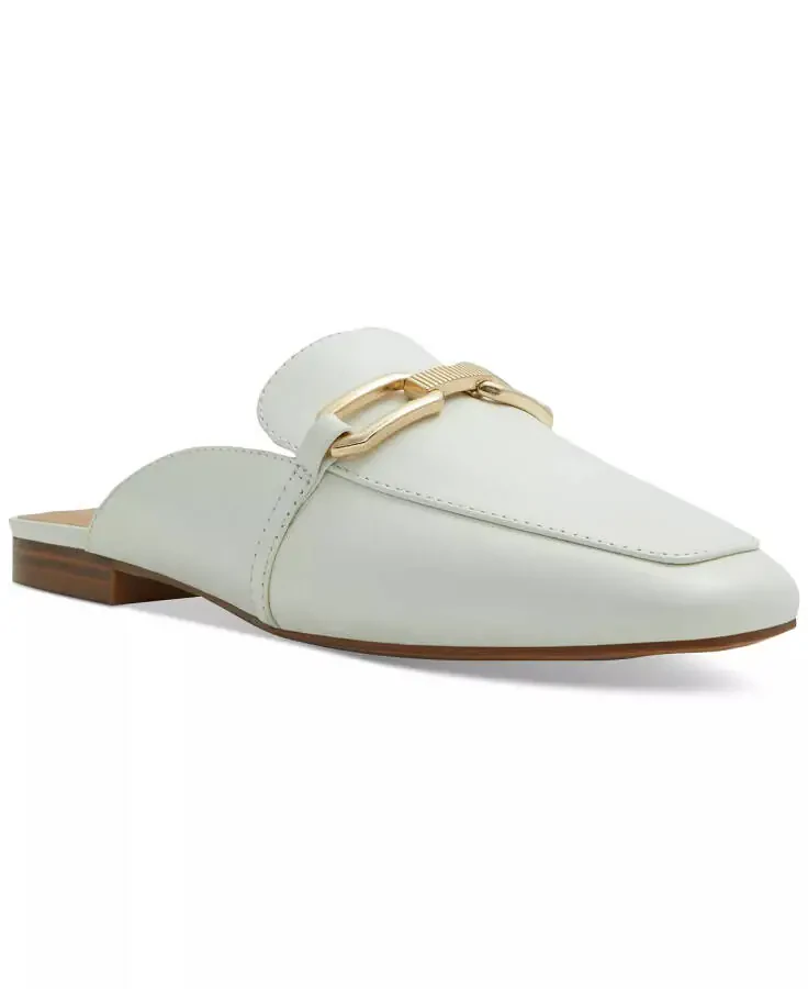 Women's Silvie Square Toe Slip On Mules-White - 1