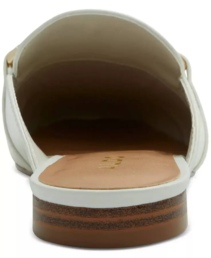 Women's Silvie Square Toe Slip On Mules-White - 3