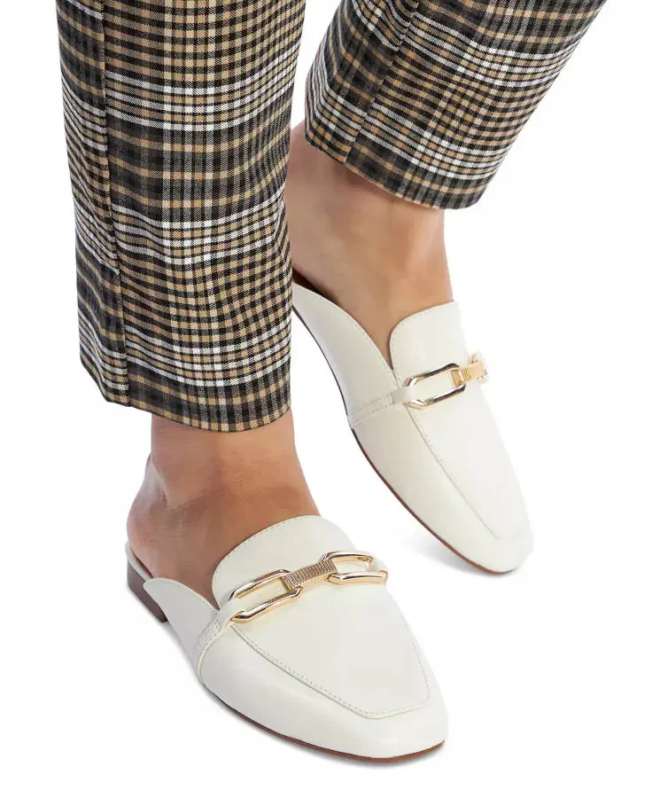 Women's Silvie Square Toe Slip On Mules-White - 6