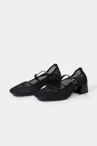 Women's Single Band High Platform Heel Sandals-Black - 1