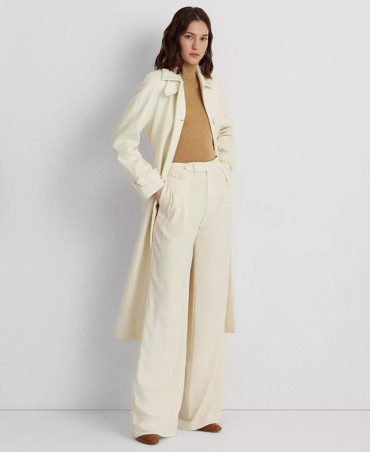 Women's Single-Breasted Belted Maxi Coat Moda Cream - 1