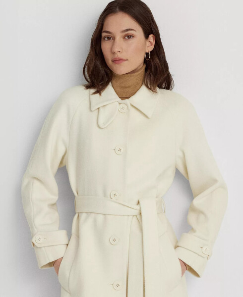 Women's Single-Breasted Belted Maxi Coat Moda Cream - 4