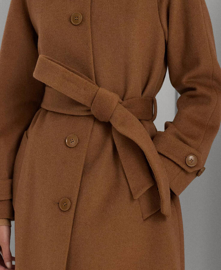 Women's Single-Breasted Belted Maxi Coat New Vicuna - 4