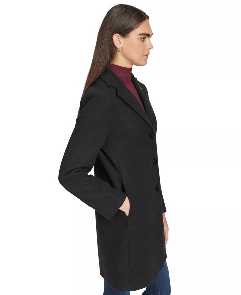 Women's Single-Breasted Notched-Collar Coat Black - 3