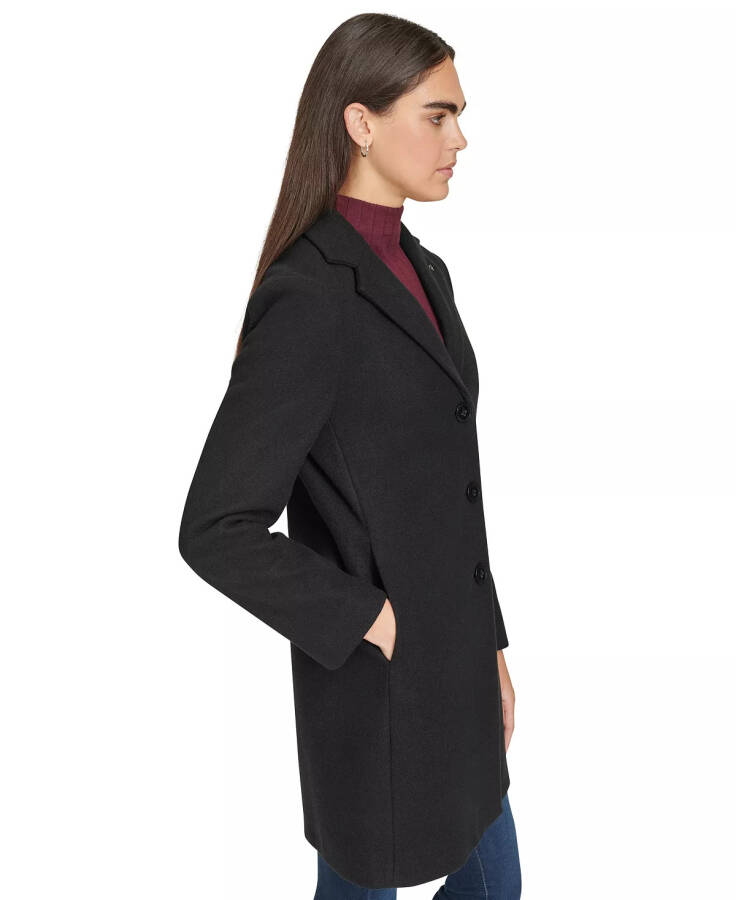 Women's Single-Breasted Notched-Collar Coat Black - 3