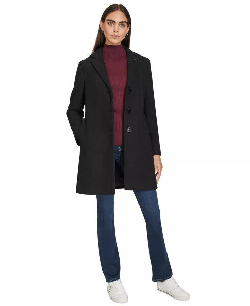 Women's Single-Breasted Notched-Collar Coat Black - 5