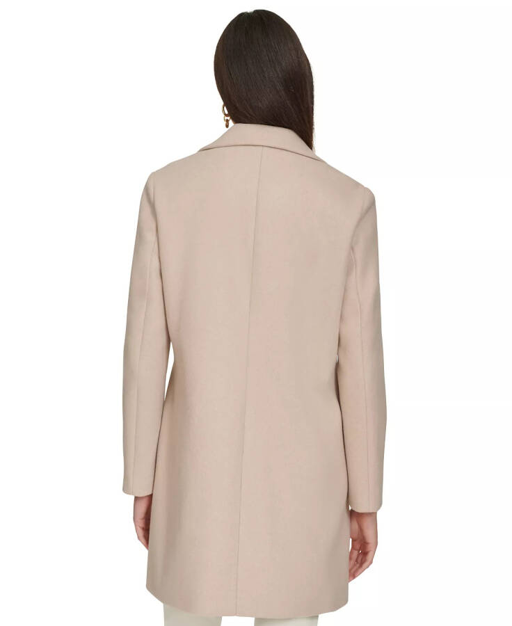 Women's Single-Breasted Notched-Collar Coat Red Beige Melange - 2