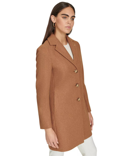 Women's Single-Breasted Notched-Collar Coat Tobacco Melange - 3