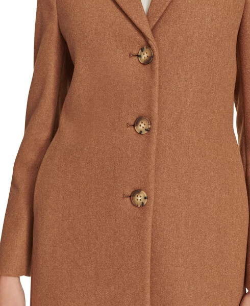 Women's Single-Breasted Notched-Collar Coat Tobacco Melange - 5