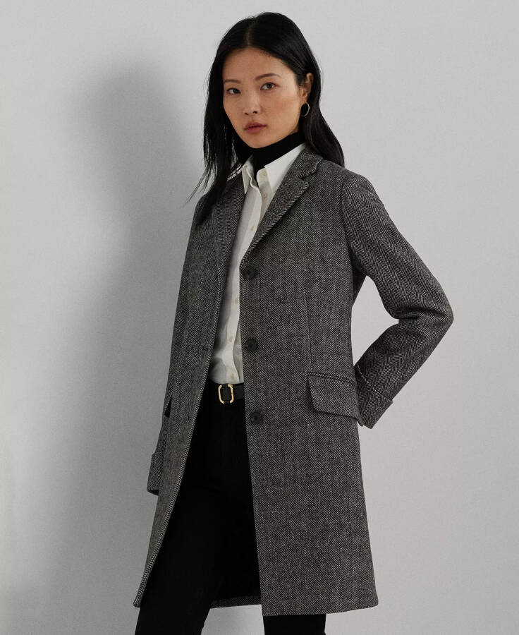 Women's Single-Breasted Walker Coat Black/Cream - 5