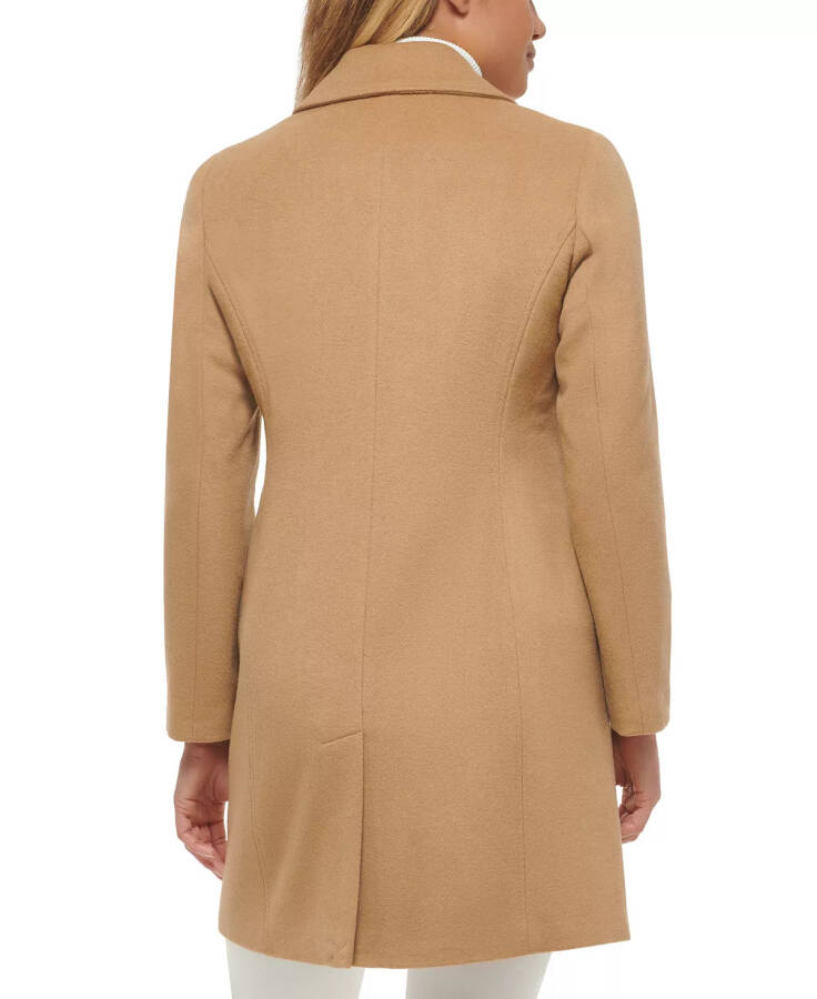 Womens Single-Breasted Wool Blend Coat Camel - 3