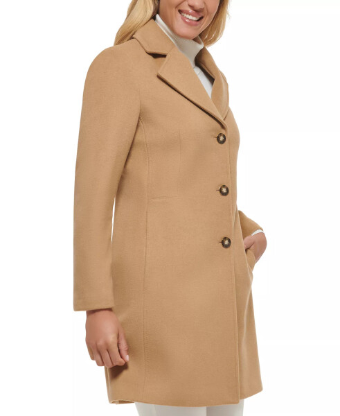 Womens Single-Breasted Wool Blend Coat Camel - 4