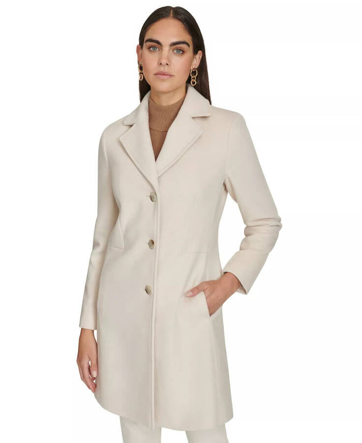 Womens Single-Breasted Wool Blend Coat Nude - 1