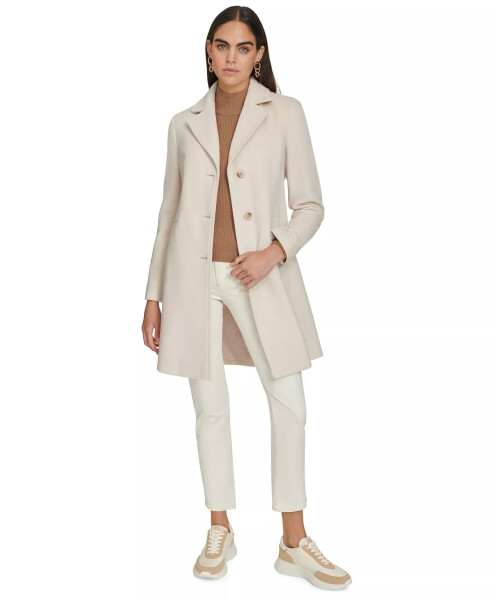 Womens Single-Breasted Wool Blend Coat Nude - 5