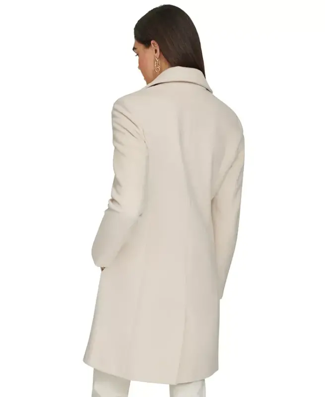 Womens Single-Breasted Wool Blend Coat - Nude - 2