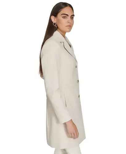 Womens Single-Breasted Wool Blend Coat - Nude - 3