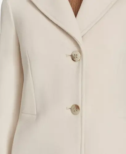 Womens Single-Breasted Wool Blend Coat - Nude - 4