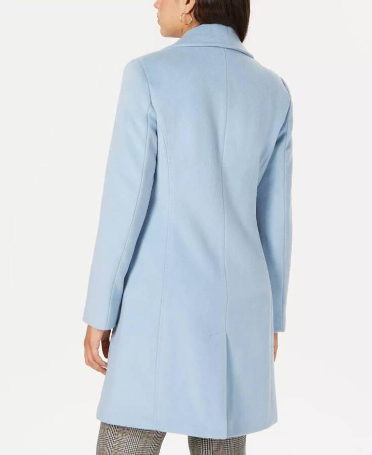 Womens Single-Breasted Wool Blend Coat Pastel Blue - 5