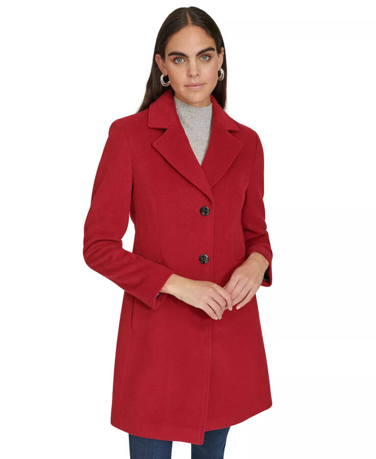 Women's Single-Breasted Wool Blend Coat Red Velvet - 1