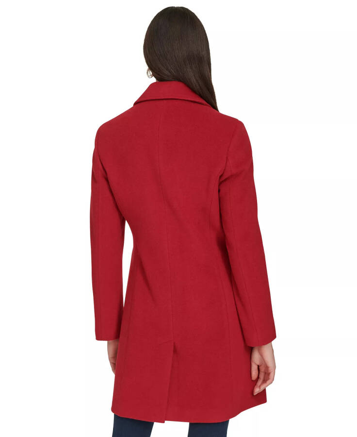 Women's Single-Breasted Wool Blend Coat Red Velvet - 2