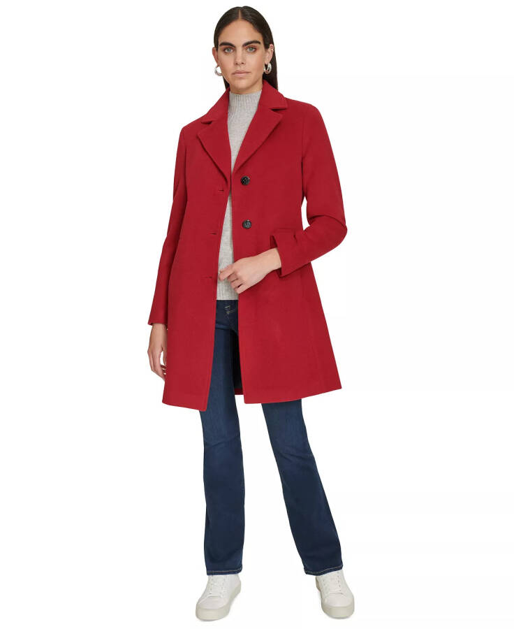 Women's Single-Breasted Wool Blend Coat Red Velvet - 3