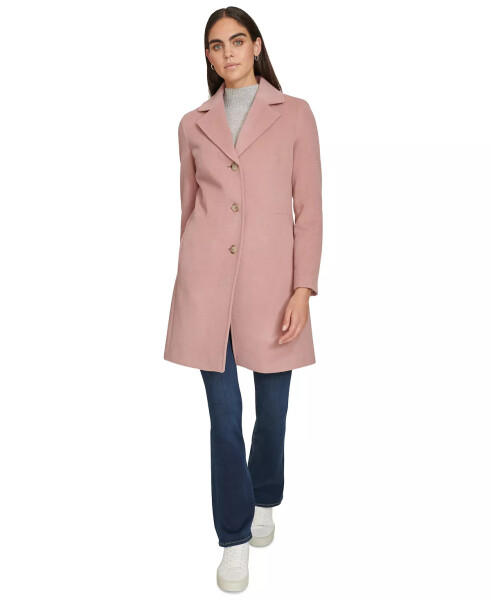 Womens Single-Breasted Wool Blend Coat Tawny Rose - 1