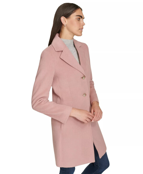 Womens Single-Breasted Wool Blend Coat Tawny Rose - 3