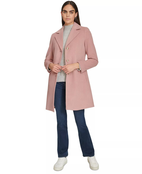 Womens Single-Breasted Wool Blend Coat Tawny Rose - 5