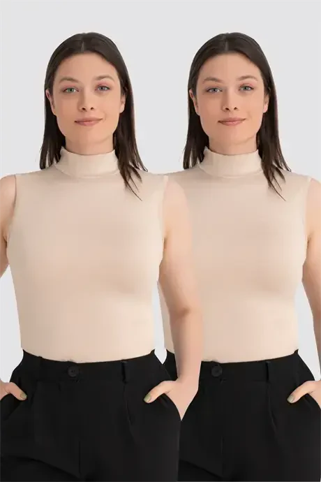 Women's Skin 2-Pack Sleeveless Bodysuit Turtleneck - 1