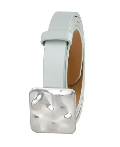 Women's Skinny Hammered Plaque Buckle Belt-Green - CALVIN KLEIN (1)