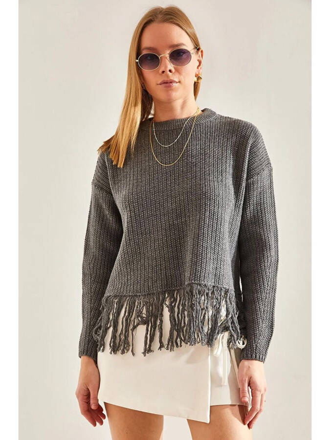 Women's Skirt Hemline Sequined Knit Sweater - 6