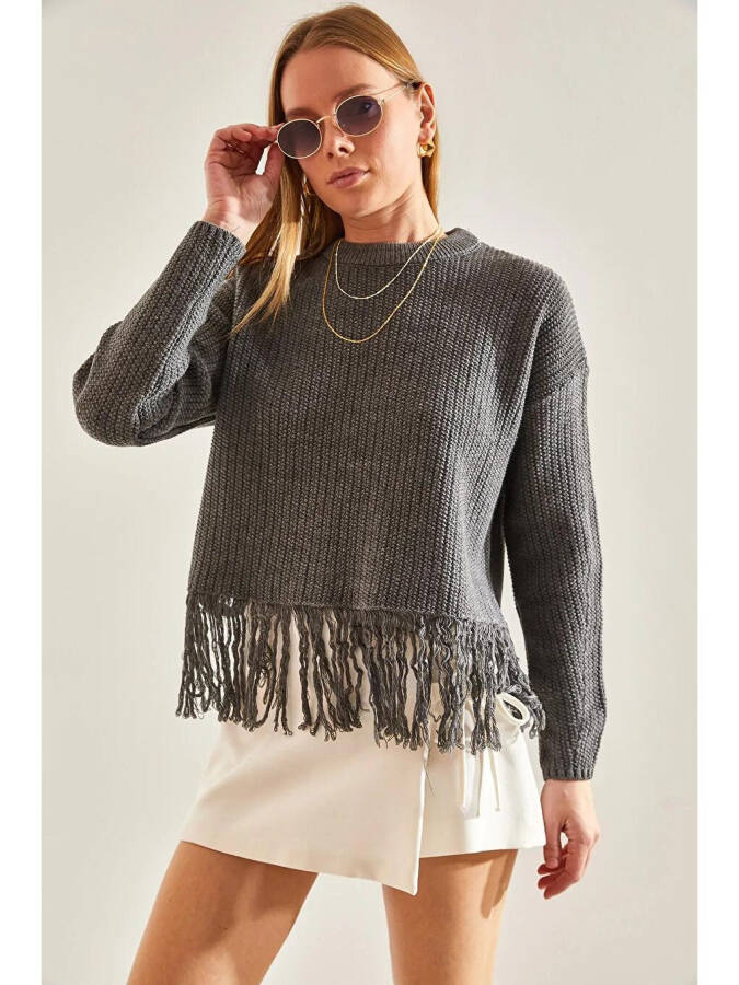 Women's Skirt Hemline Sequined Knit Sweater - 7