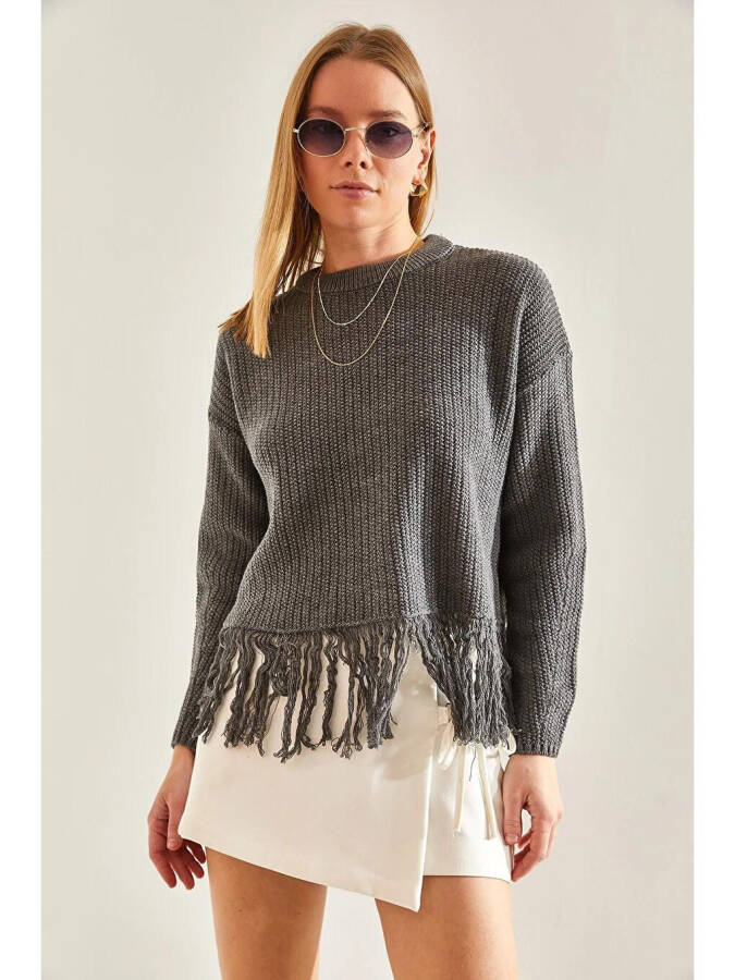 Women's Skirt Hemline Sequined Knit Sweater - 9