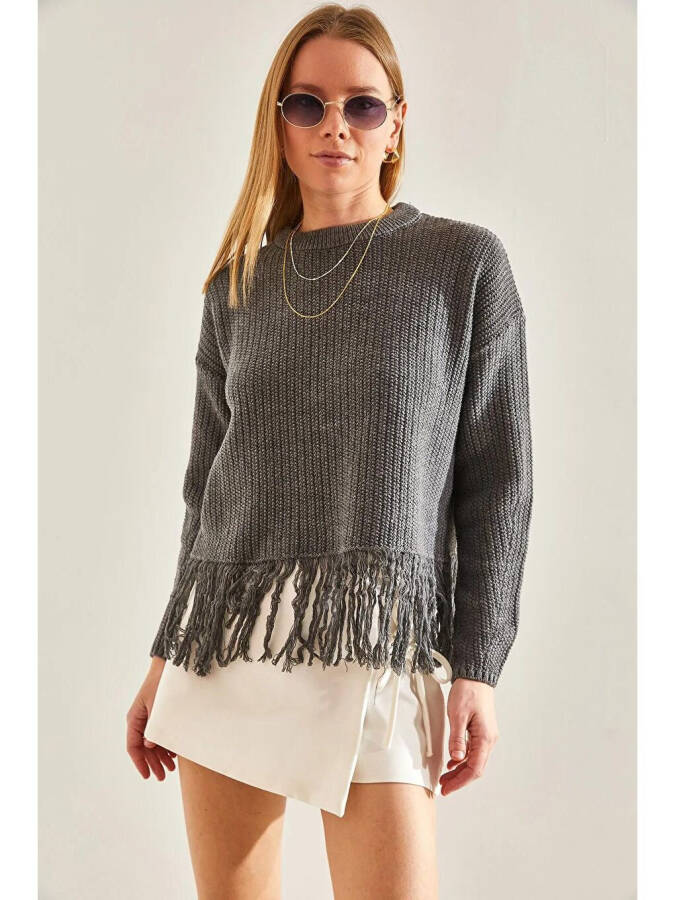 Women's Skirt Hemline Sequined Knit Sweater - 10