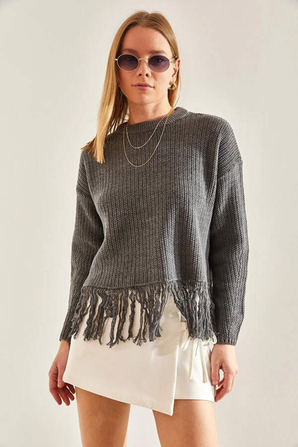 Women's Skirt Hemline Sequined Knit Sweater - 14