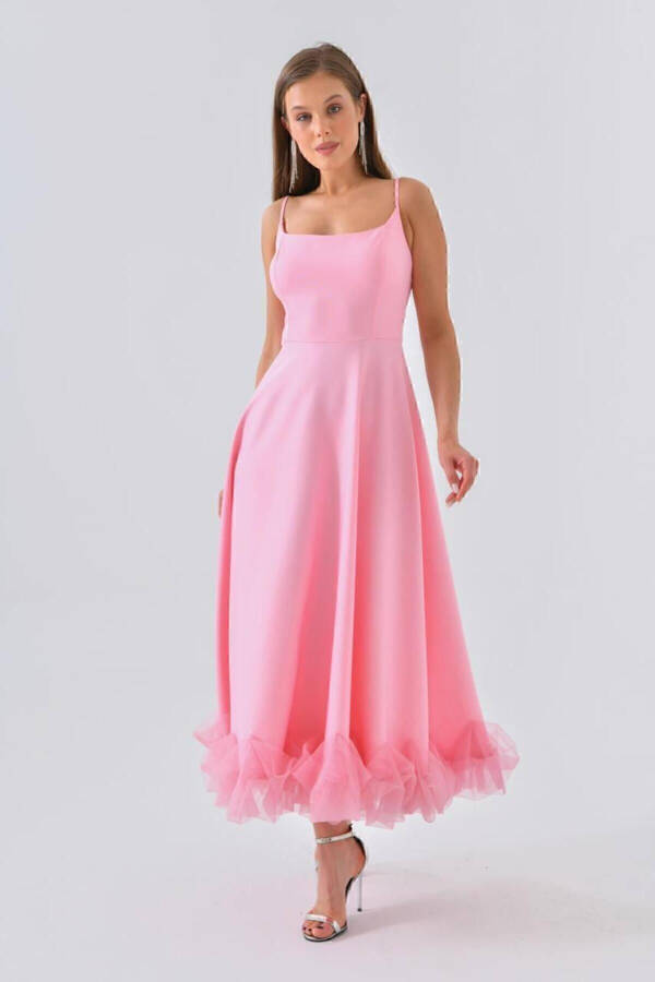 Women's Skirt Tulle Detailed Strappy Midi Dress Prem - 6
