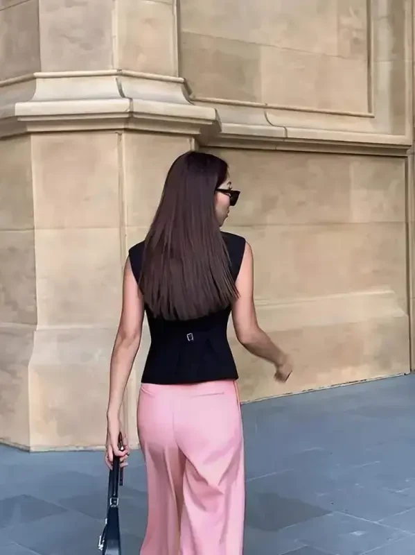 Women's Sleeveless Button-front Satin Vest - 4