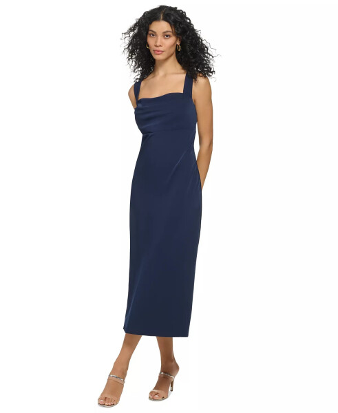 Women's Sleeveless Cowl-Neck Midi Dress Navy - 3