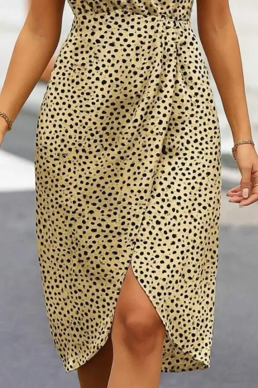 Women's Sleeveless Crossover Neckline Cross Cut Detailed Patterned Oysho Supima Dress - 3