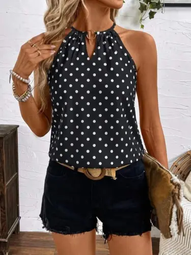 Women's Sleeveless Halter Neck Leopard Print Interlock Blouse - BÜYÜKBEDENIZ (1)
