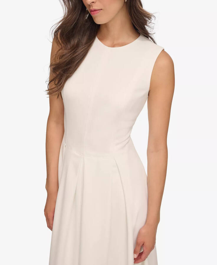 Women's Sleeveless Pleated Midi Dress Cream - 4