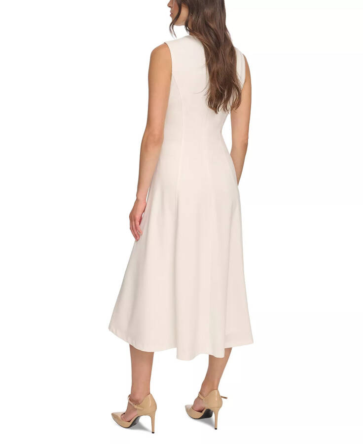 Women's Sleeveless Pleated Midi Dress Cream - 5