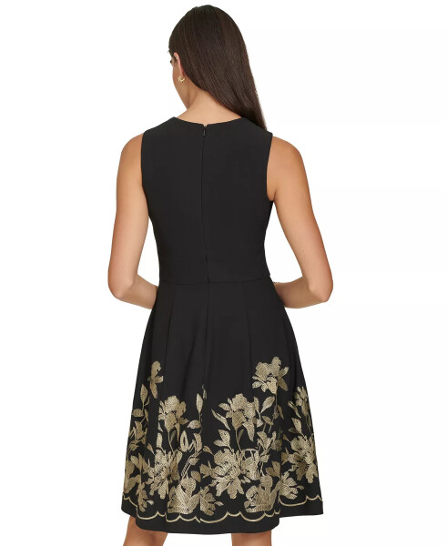 Women's Sleeveless Printed Midi Dress Black Gold - 2