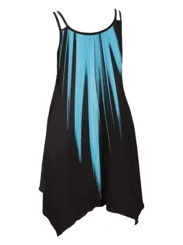 Women's Sleeveless Round Neck Asymmetrical Detailed Patterned Supreme Dress - 6