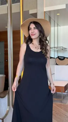 Women's Sleeveless Round Neck Viscose Dress - BÜYÜKBEDENIZ (1)