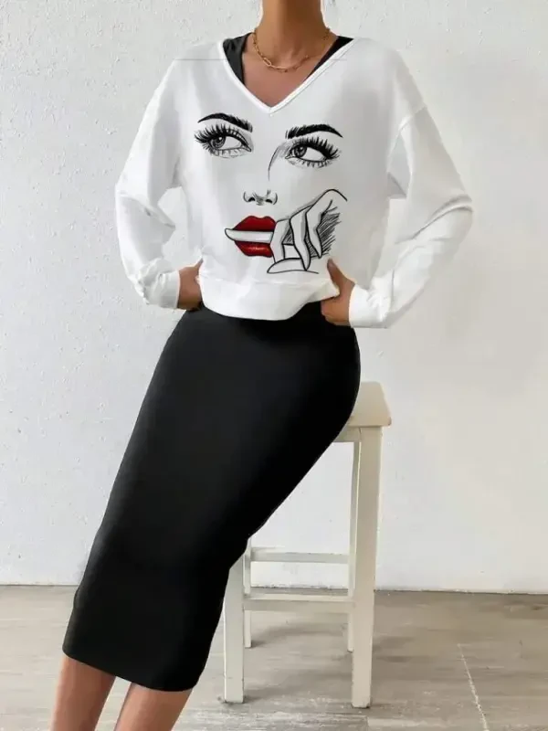 Women's Sleeveless Round Neck Viscose Two Thread Dress and V-Neck Blouse Set - BÜYÜKBEDENIZ