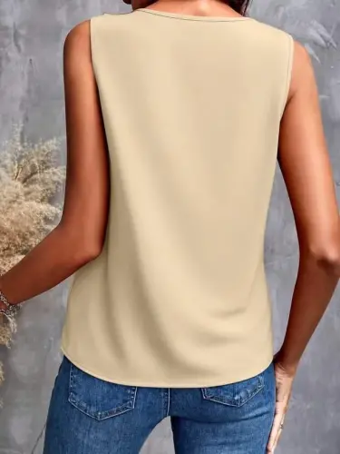 Women's Sleeveless Ruffle Collar Sandy Blouse - 3