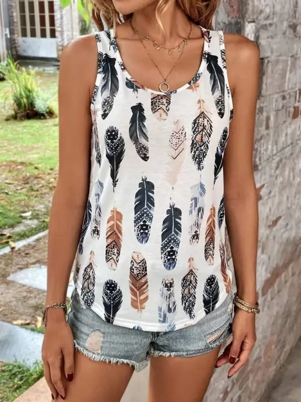 Women's Sleeveless V-Neck Leaf Patterned Supreme Blouse - 3